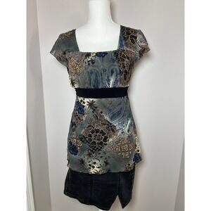 90s/Y2K Fairycore Whismy Boho Floral Blouse Flowy Ruffle Romantic Festival Top